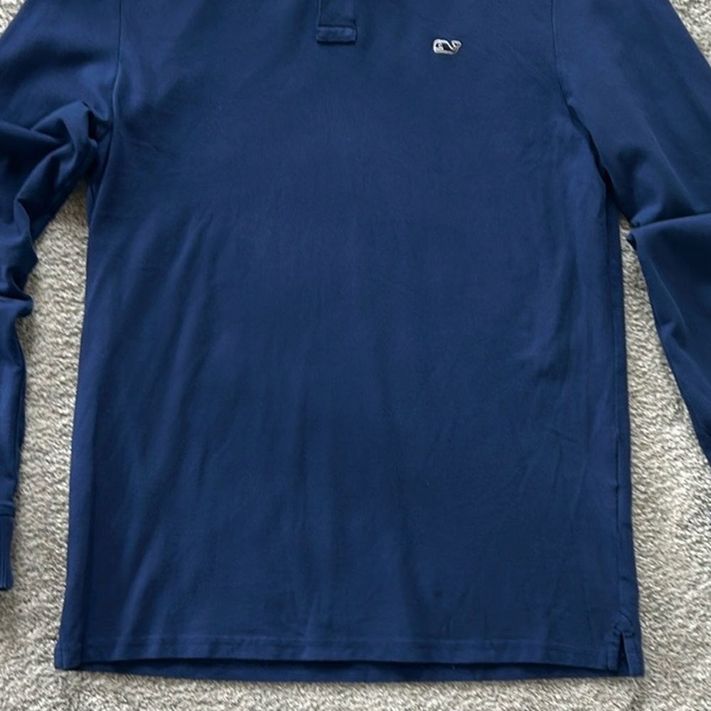 Men’s Vineyard Vines Navy Pique Long Sleeve Shirt - Picture 4 of 5